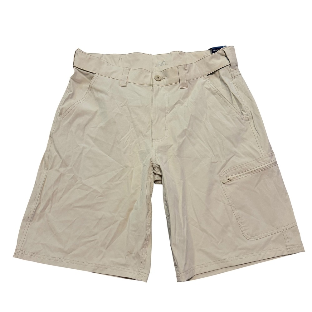 Huk Mens Next Level Fishing Shorts Tan Khaki 10.5 Inseam H2000171-250 Size L